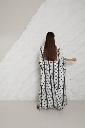 White Cut-Out Tulle Kaftan