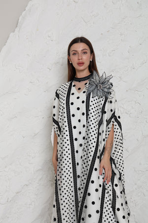 White Cut-Out Tulle Kaftan