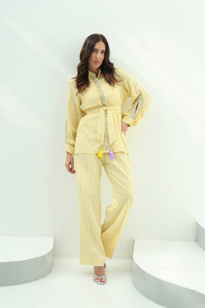 Butter yellow linen set