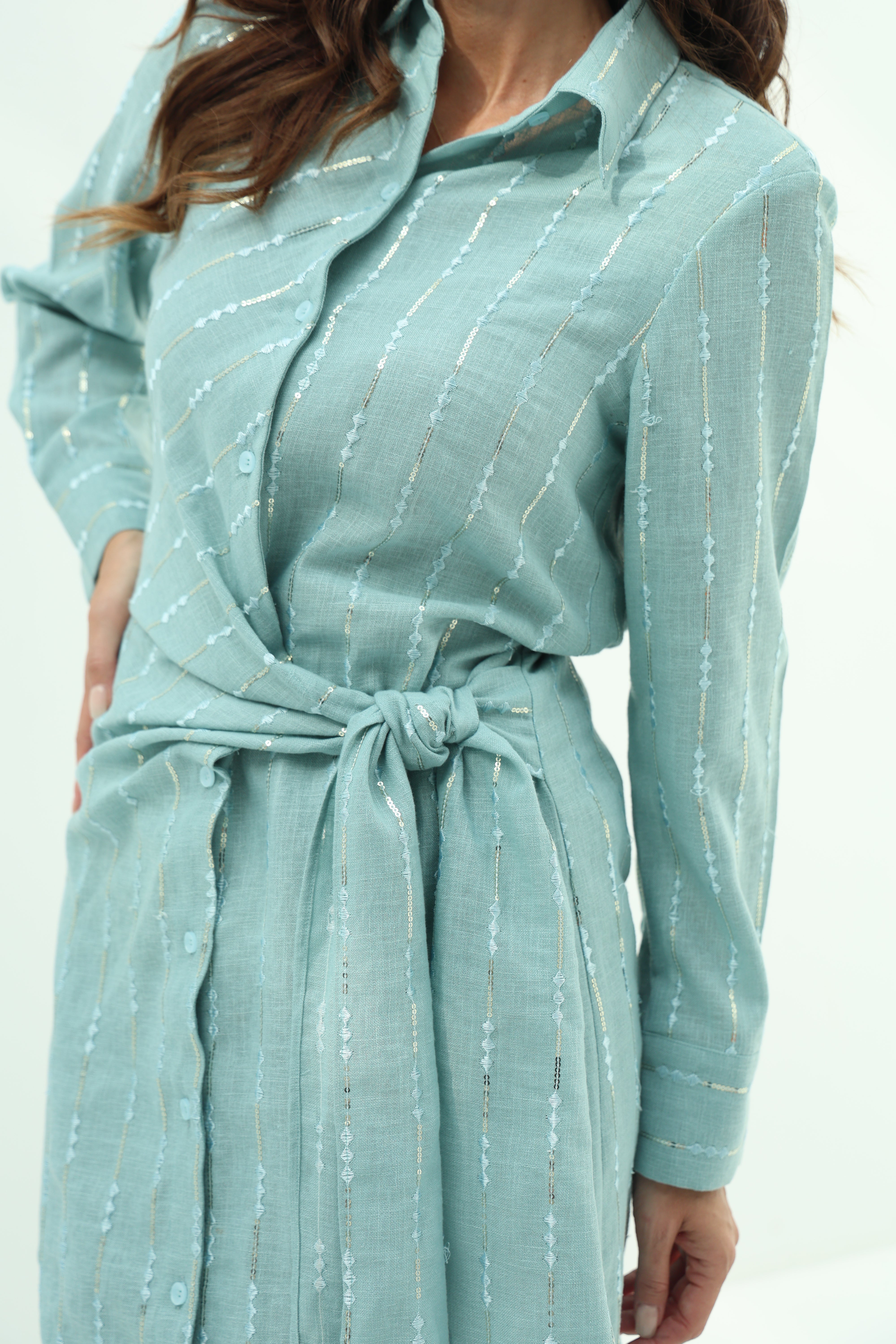 Tiffany Belted Linen Casual Wear