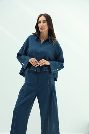 Linen blue set – navy design