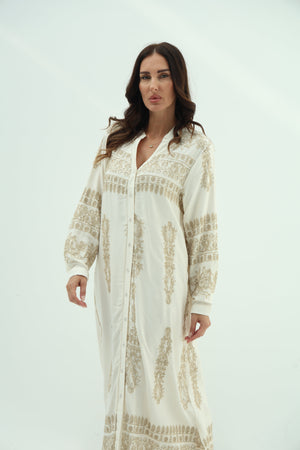 Cotton off white embroidered dress