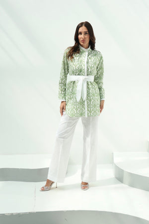 Cotton green embroidered set