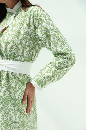 Cotton green embroidered set