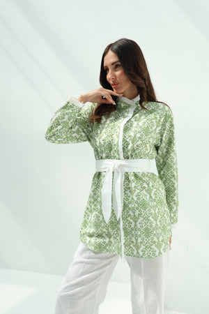 Cotton green embroidered set