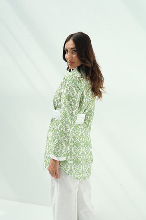 Cotton green embroidered set