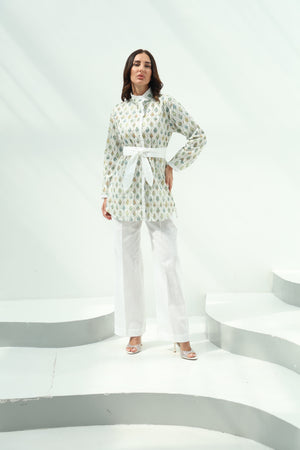 Cotton Multi Color,White Cotton Sequence Embroidery Shirt-Pants Set – featuring multi color-white crafted from floral checked