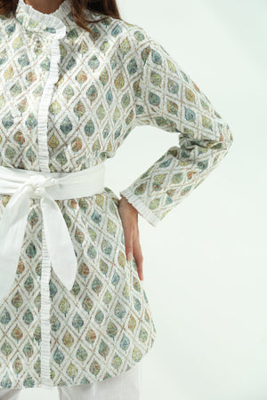 Cotton embroidered shirt set