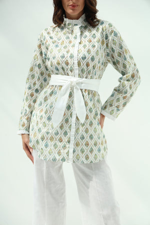 Cotton embroidered shirt set
