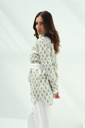 Cotton embroidered shirt set