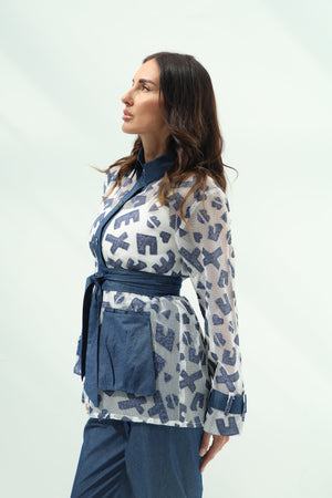 Relaxed White Cotton Shirt with Net Pants