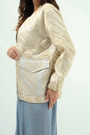 Gold – light design jacquard golden bomber jacket