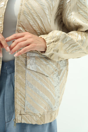 Gold – light design jacquard golden bomber jacket