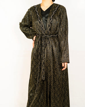 Black Silk Embroidered Caftan