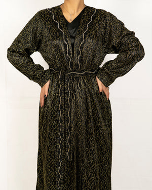 Black Silk Embroidered Caftan