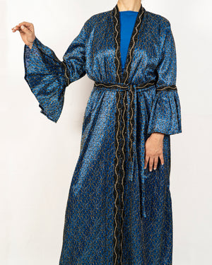 Indigo Silk Embroidered Caftan