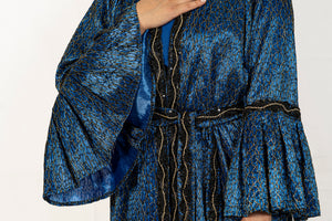Indigo Silk Embroidered Caftan