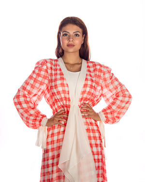 Orange White Chifon Beach Dress