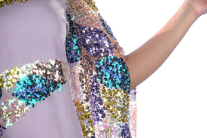 Lavender One Sleeve Kaftan With Sequins