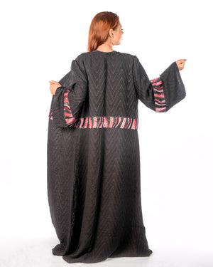 Black Crinkled Cotton Kaftan