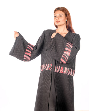 Black Crinkled Cotton Kaftan