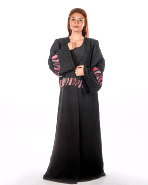 Black Crinkled Cotton Kaftan