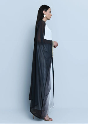 Georgette Crepe Abaya Black Ombre