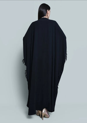 Cotton Crepe Abaya With Gold Embrodiry