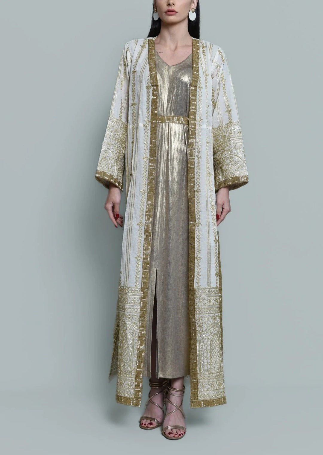 Gold embroidered Abaya set