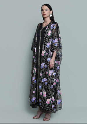Tulle Sequence Embroidered Abaya
