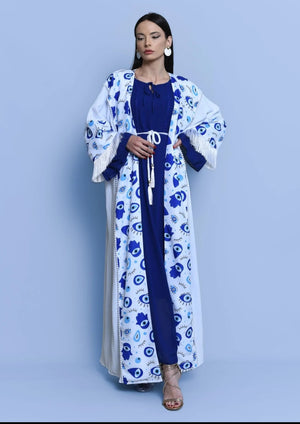 Cotton Crepe Kaftan Eye Print