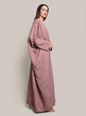 Pink Crepe Linen Abaya