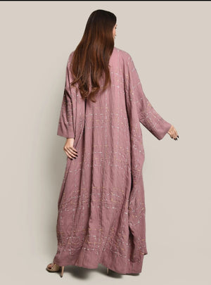 Pink Crepe Linen Abaya
