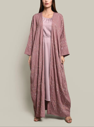Pink Crepe Linen Abaya