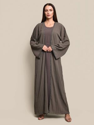 Kakhi Cotton Crepe Abaya Set