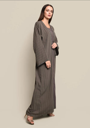 Kakhi Cotton Crepe Abaya Set