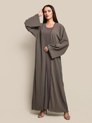 Kakhi Cotton Crepe Abaya Set