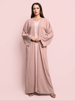 Pink Cotton Crepe Abaya Set