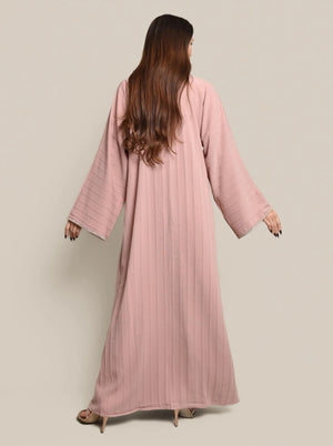 Pink Cotton Crepe Abaya Set