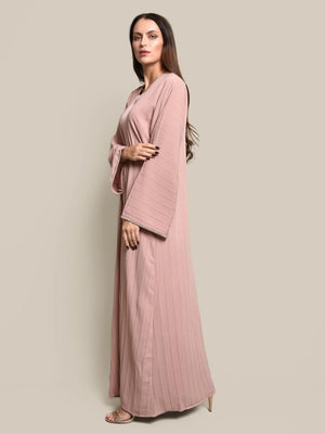 Pink Cotton Crepe Abaya Set