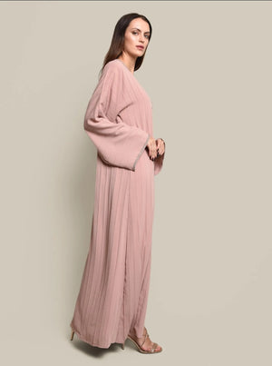 Pink Cotton Crepe Abaya Set