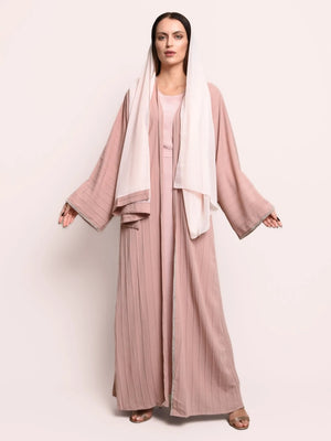 Pink Cotton Crepe Abaya Set