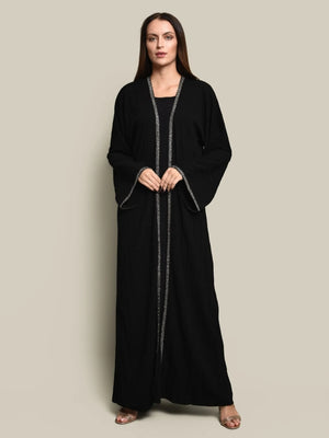 Black Cotton Crepe Abaya Set
