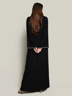 Black Cotton Crepe Abaya Set