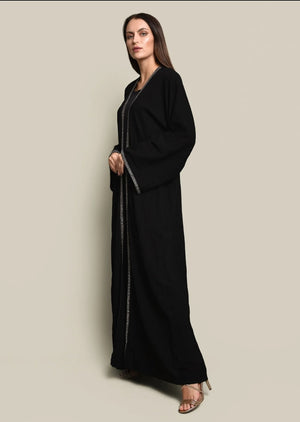 Black Cotton Crepe Abaya Set