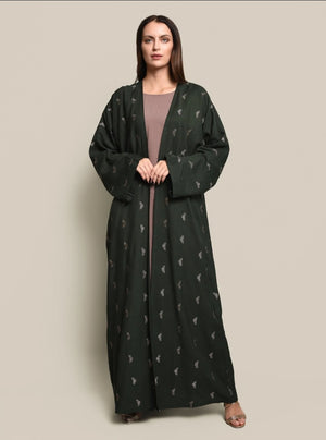 Dark Green Crepe Cotton Abaya Set