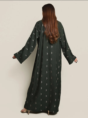 Dark Green Crepe Cotton Abaya Set
