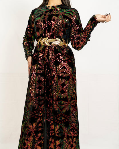 Black Velvet Base Covered With Changing Colour Sequence – Black Design