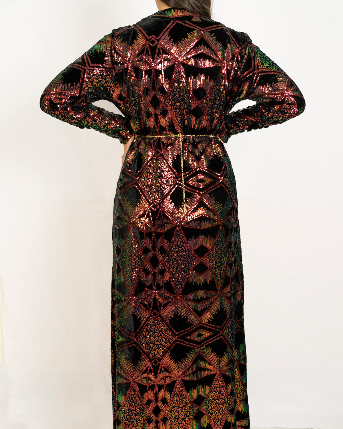 Black Velvet Base Covered With Colour Sequence