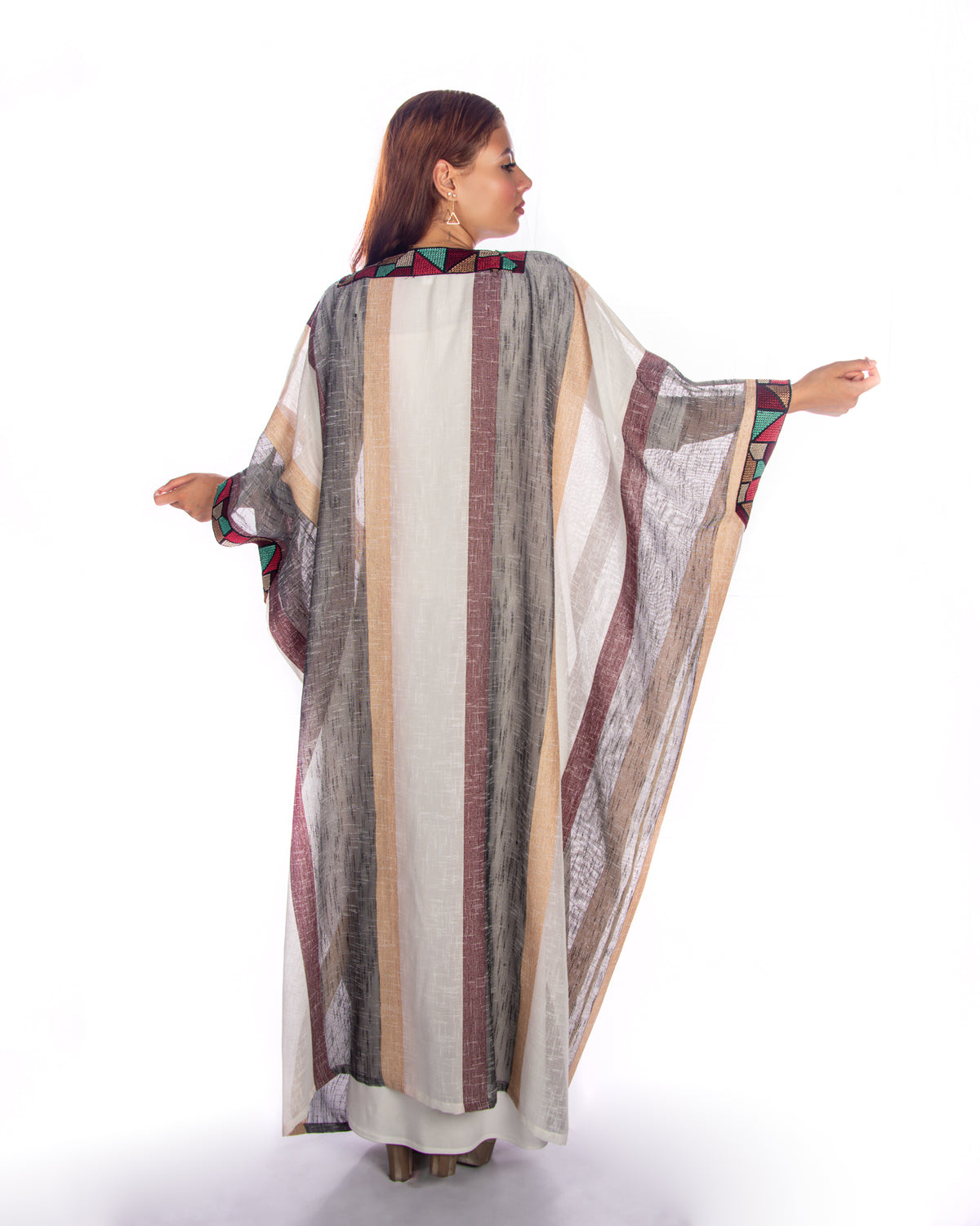 Linen Bisht Abaya With Embroidery Lace